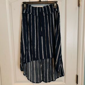 Navy and white high low skirt